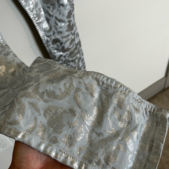 7 For All Mankind Metallic Skinny Foil Print Jeans - Picture 7 of 9